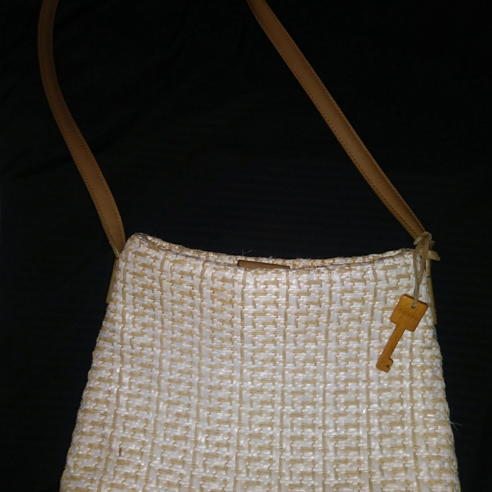 Fossil Straw Woven Purse